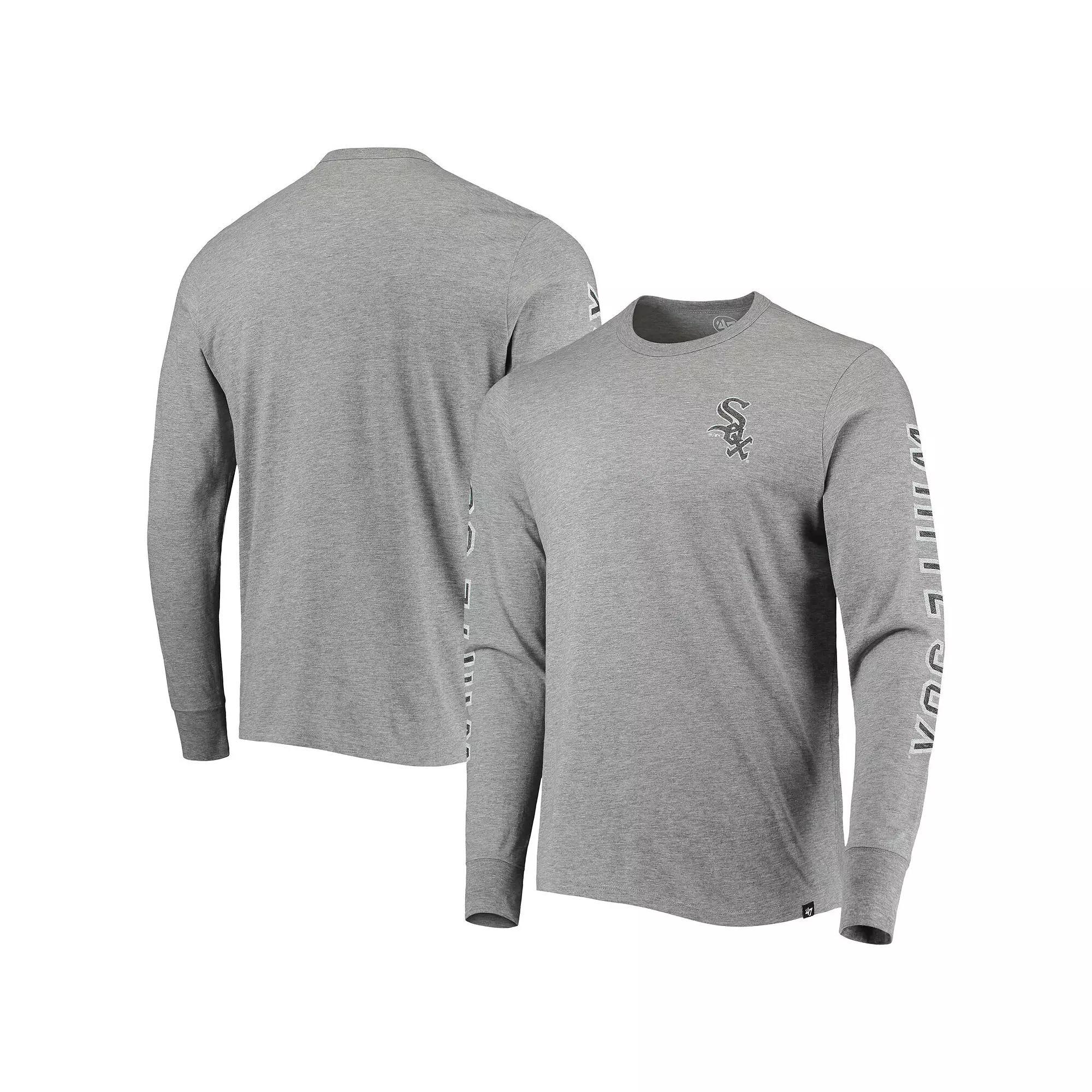 Men's '47 Heathered Gray Chicago White Sox Team Long Sleeve T-Shirt, Size: Large, Grey Product Image