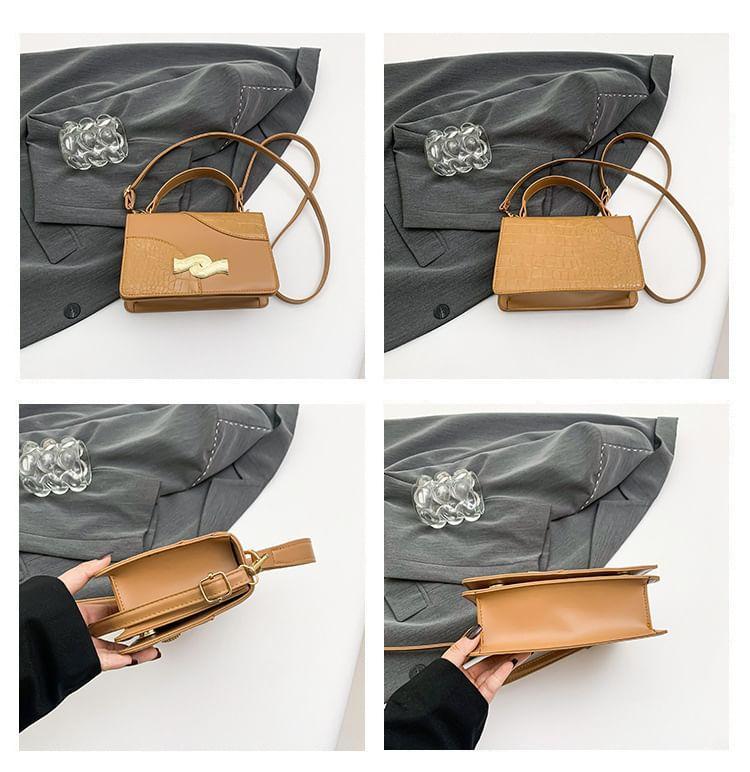 Crocodile Grain Panel Flap Crossbody Bag Product Image