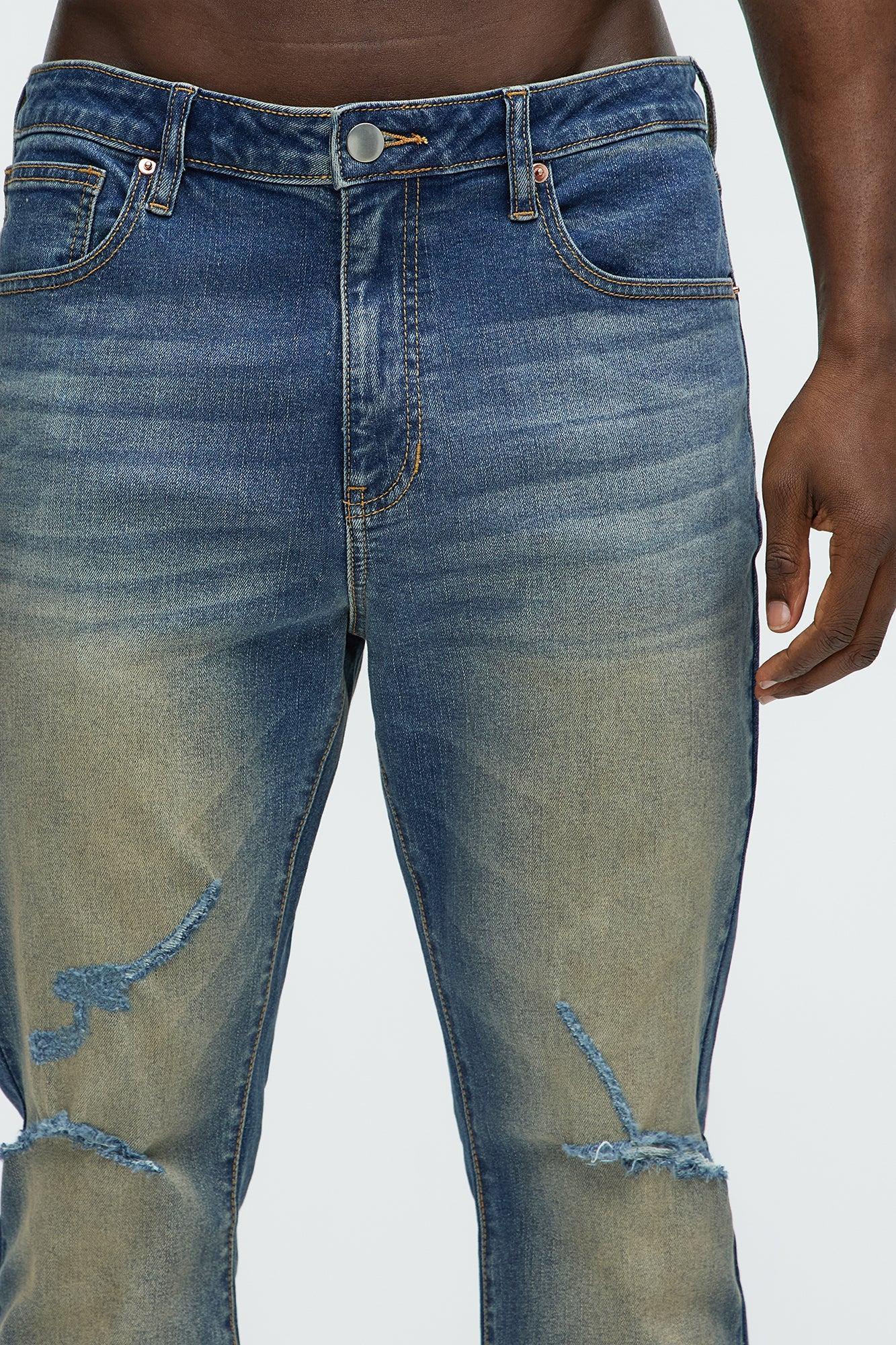Arch Stacked Skinny Flare Jeans - Dark Wash Product Image