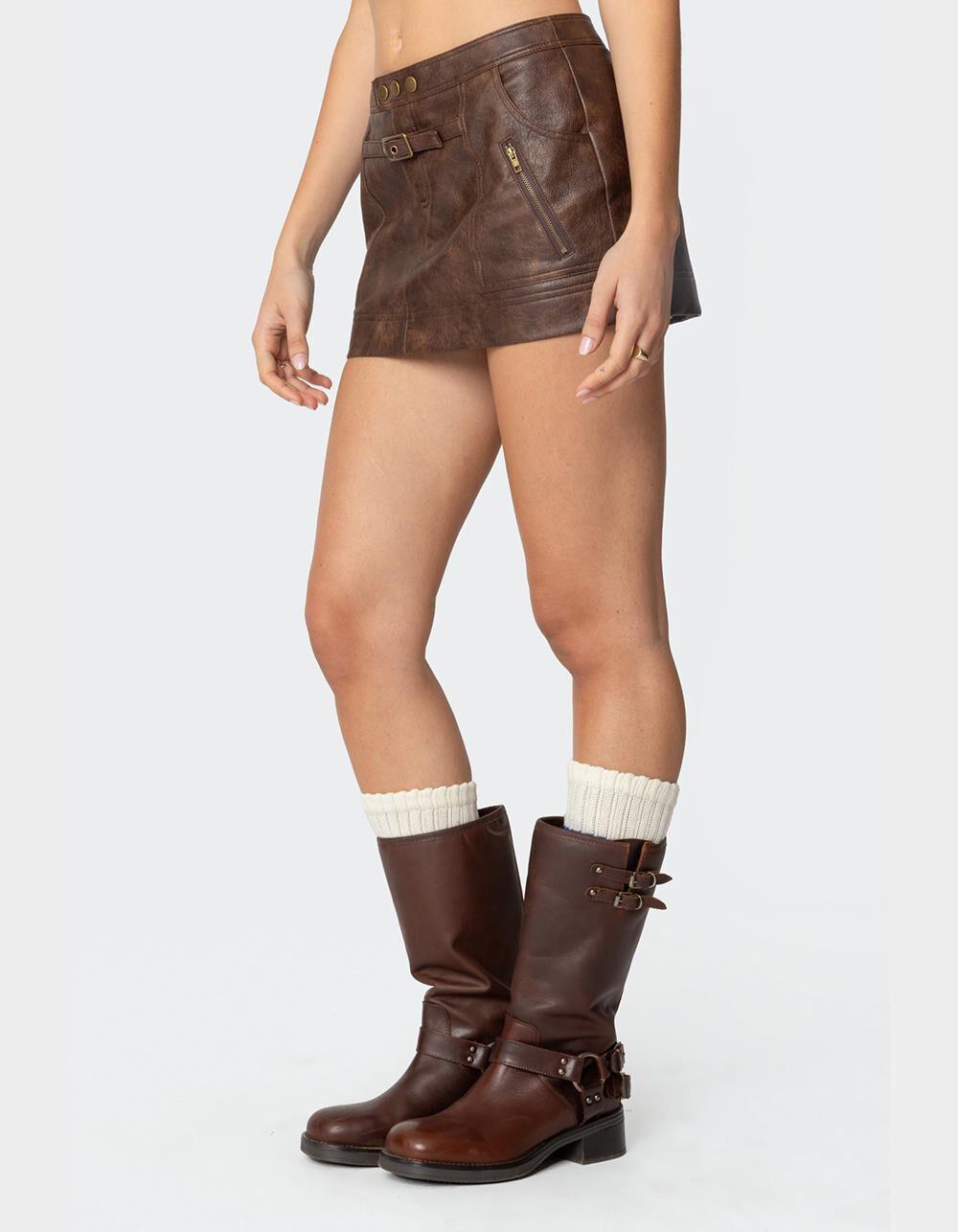 EDIKTED Pax Faux Leather Mini Skirt Product Image