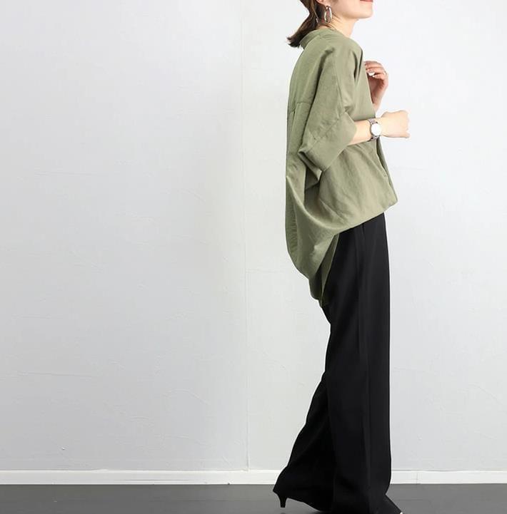3/4 Sleeve V-Neck  Oversized Chiffon Blouse Product Image