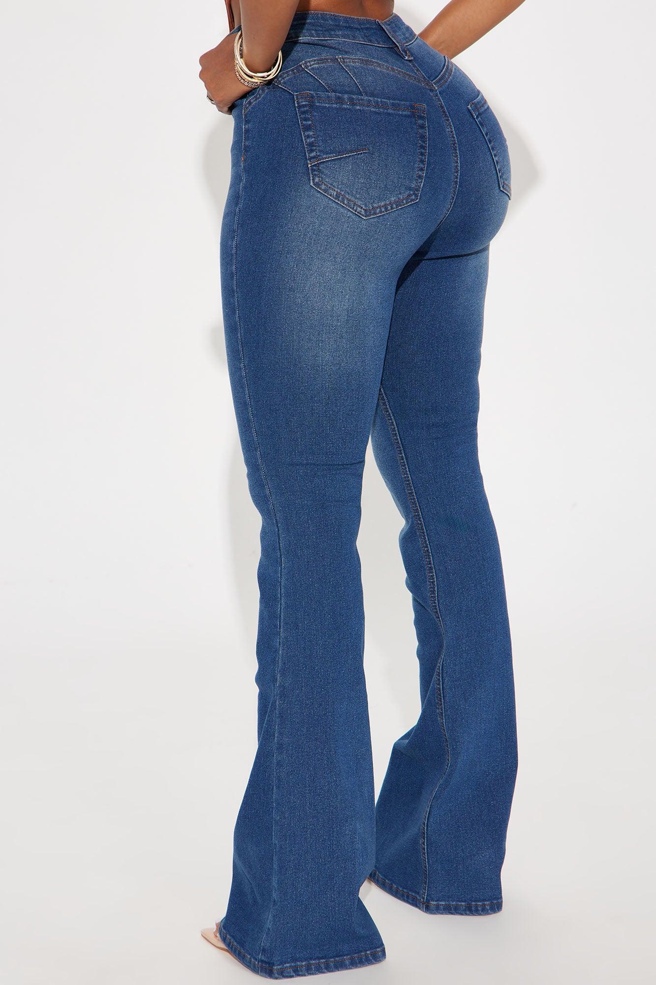 Audrey Booty Lifting Stretch Flare Jeans - Dark Wash Product Image