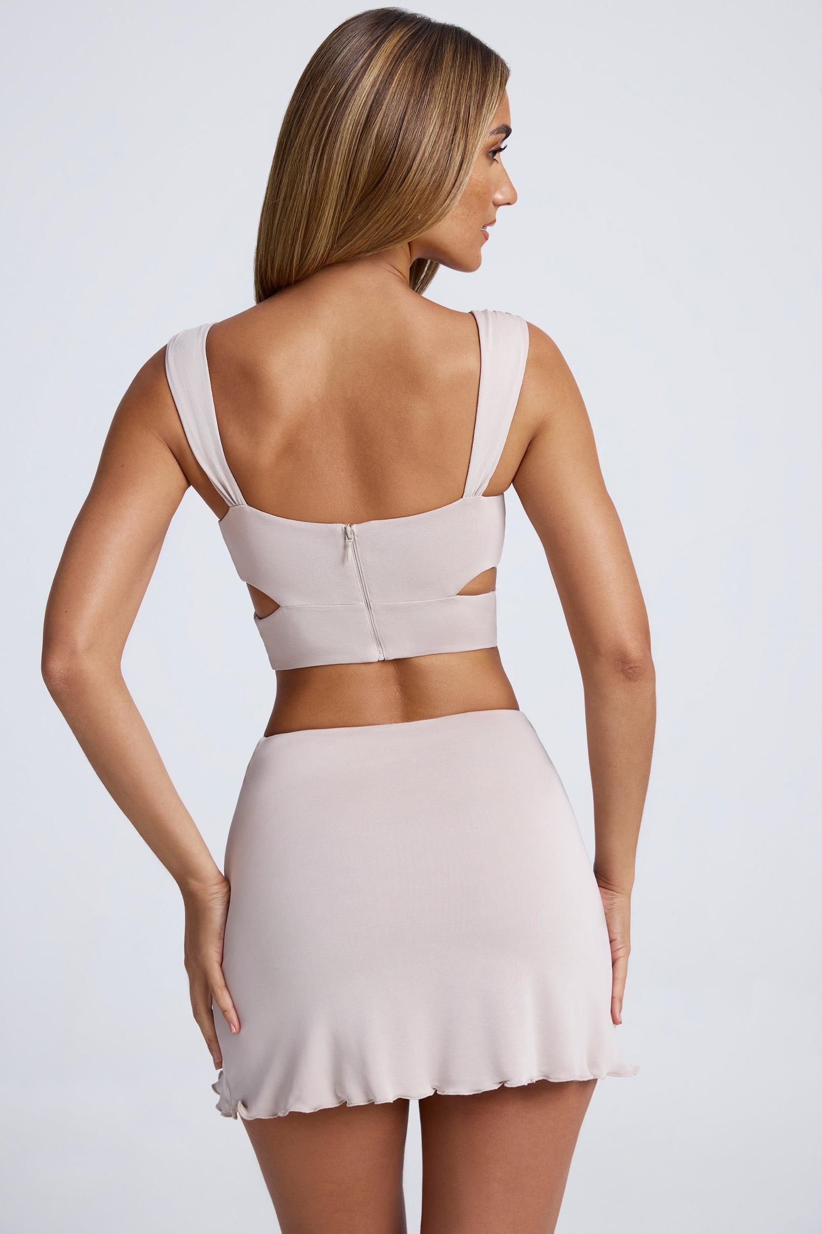 Hardware Detail Cut-Out Crop Top in Sky Grey Product Image