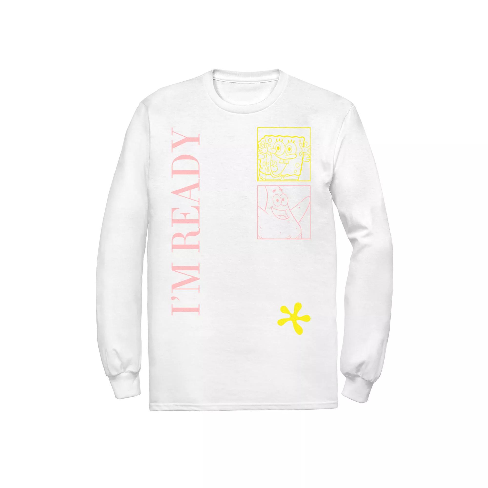 Men's Nickelodeon SpongeBob SquarePants I'm Ready Outlines Tee, Size: Medium, White Product Image
