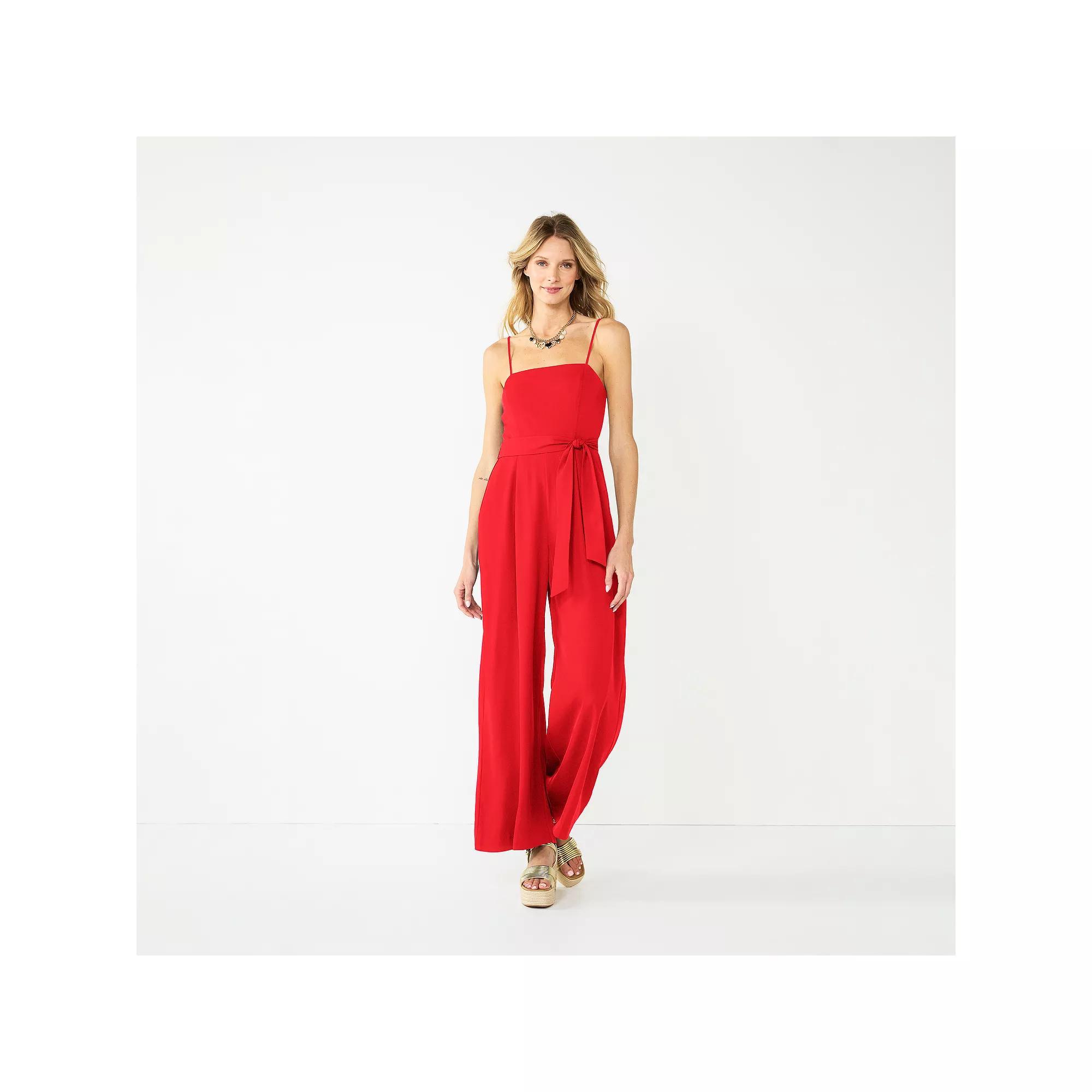Women's Nine West Wide-Leg Jumpsuit, Size: Small, Raleigh Red Product Image