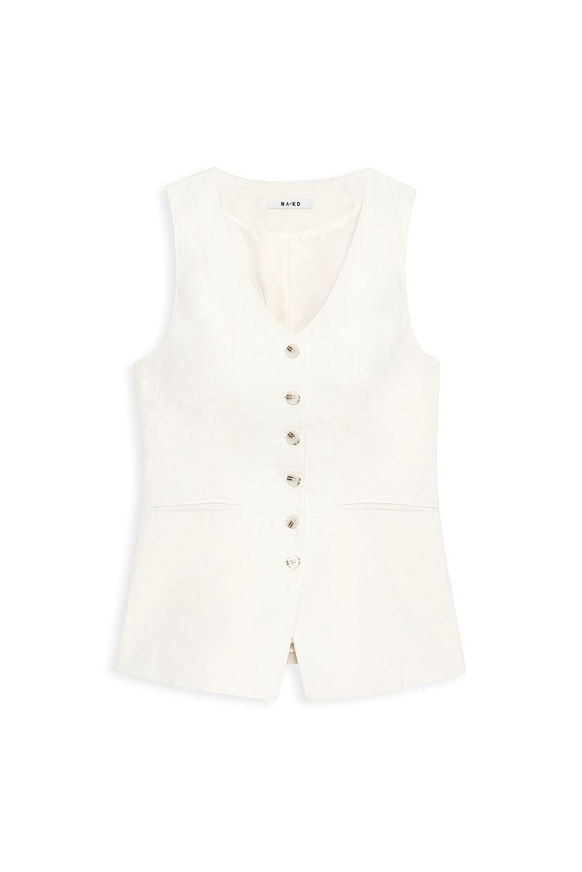 Linen Blend V Neck Vest Product Image