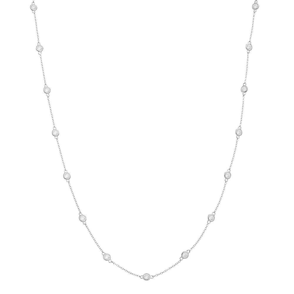 Sterling Silver Cubic Zirconia Station Necklace, Women's, Size: 20", Gold Tone Product Image