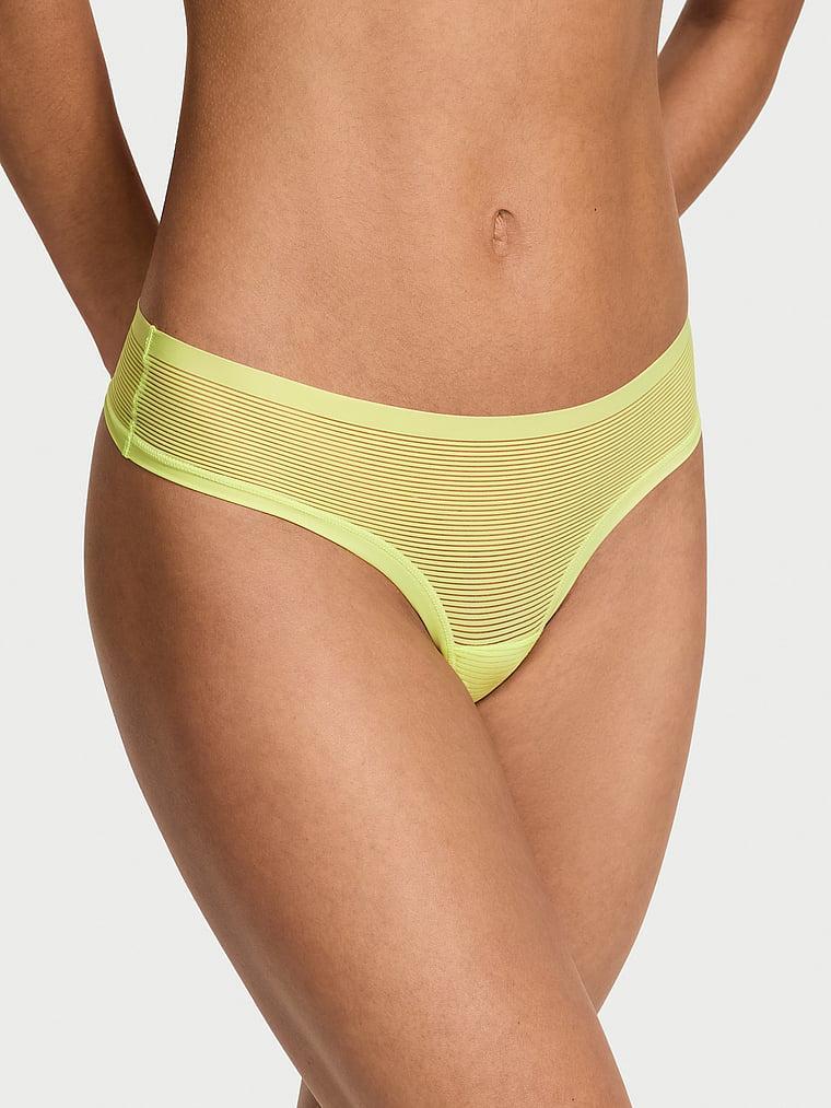 No-Show Stripe Mesh Thong Panty Product Image
