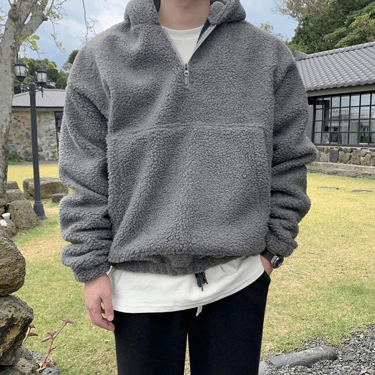 RT No. 3348 HALF ZIP-UP FLEECE HOODIE Product Image