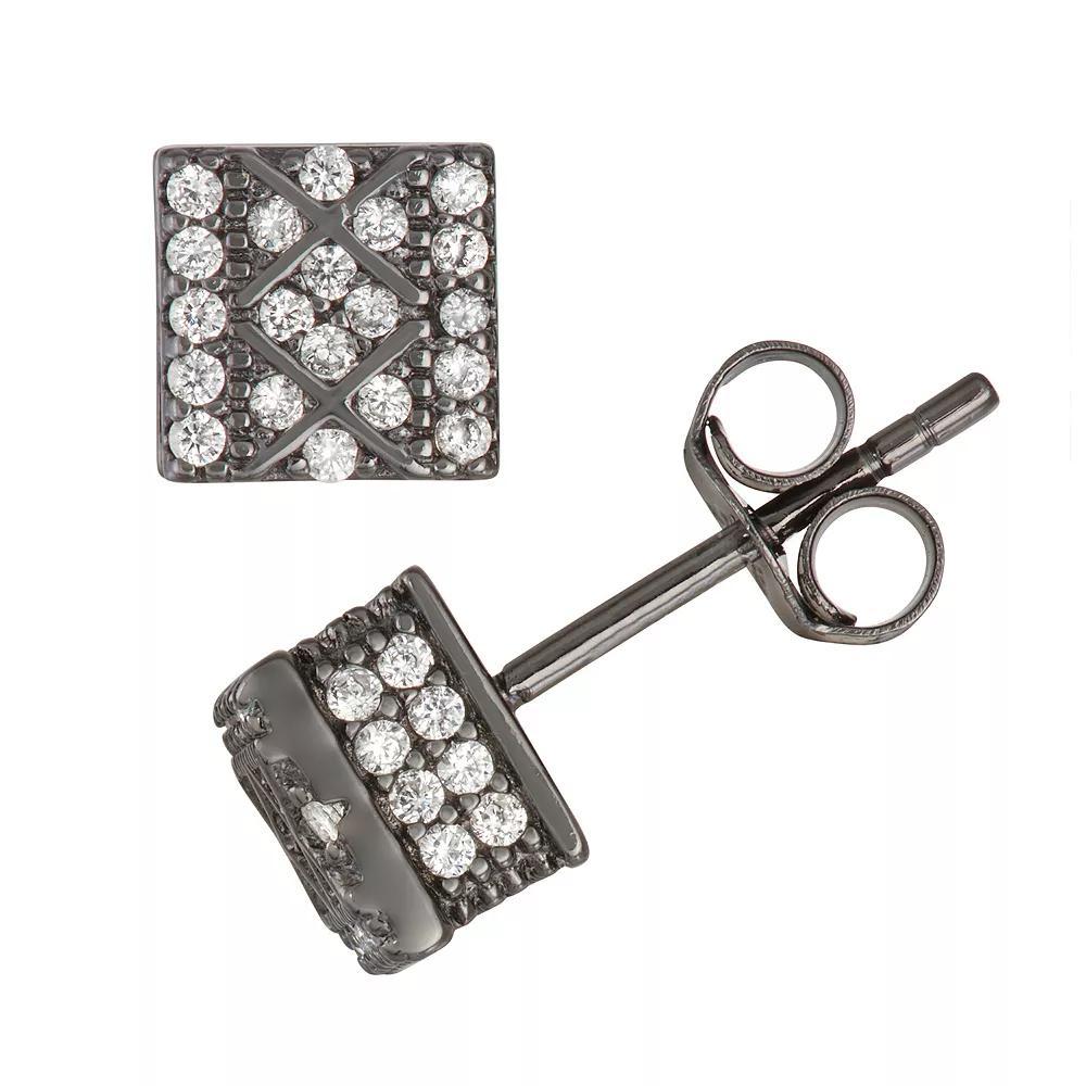 Designs by Gioelli Mens Sterling Silver Cubic Zirconia Stud Earrings, Silver Tone Product Image