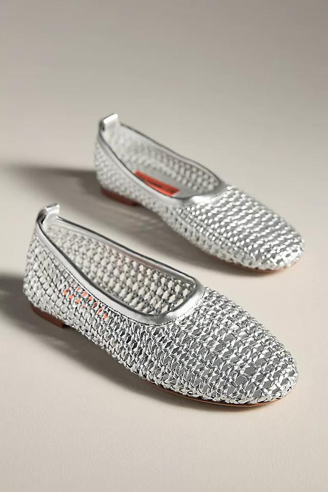SIMONMILLER Riad Chrome Woven Ballerina Flats Product Image