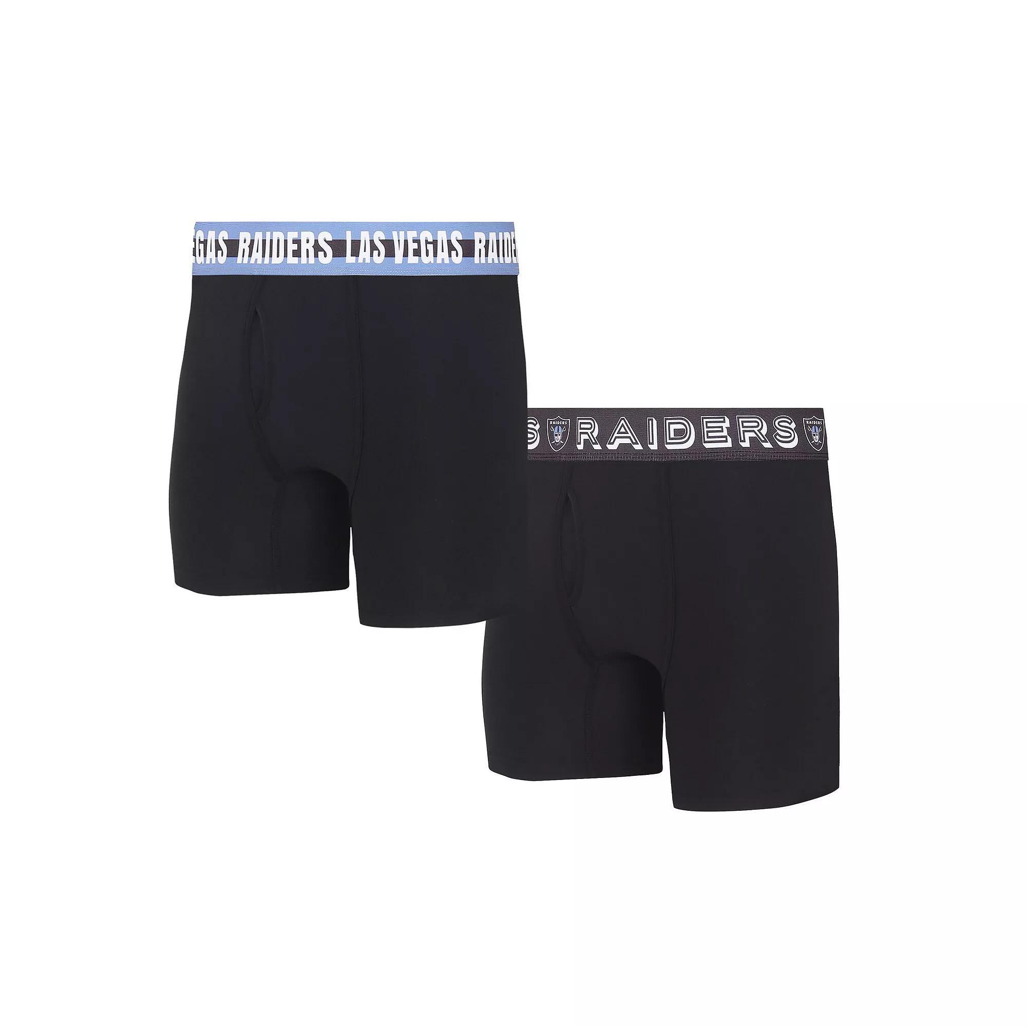Men's Concepts Sport Las Vegas Raiders Gauge Knit Boxer Brief Two-Pack, Size: Small, Lvr Black Product Image