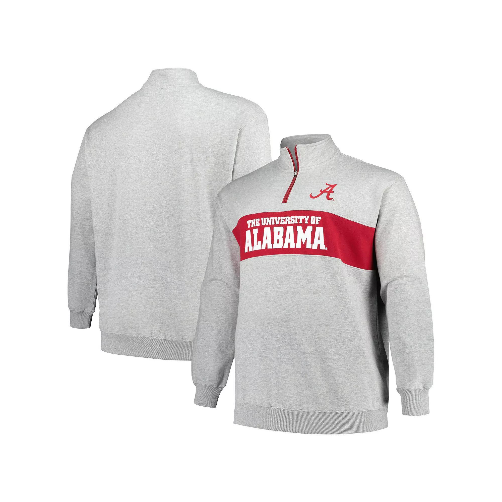 Men's Profile Heather Gray Alabama Crimson Tide Big & Tall Fleece Quarter-Zip Jacket, Size: 3XB, Grey Product Image