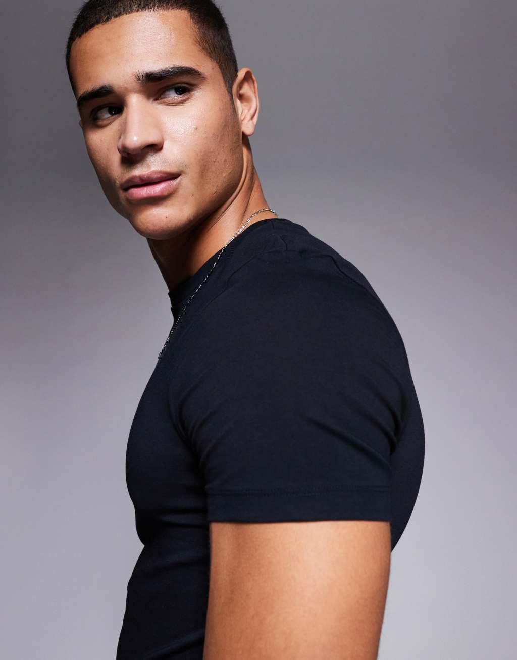 ASOS DESIGN essential muscle fit t-shirt in black Product Image