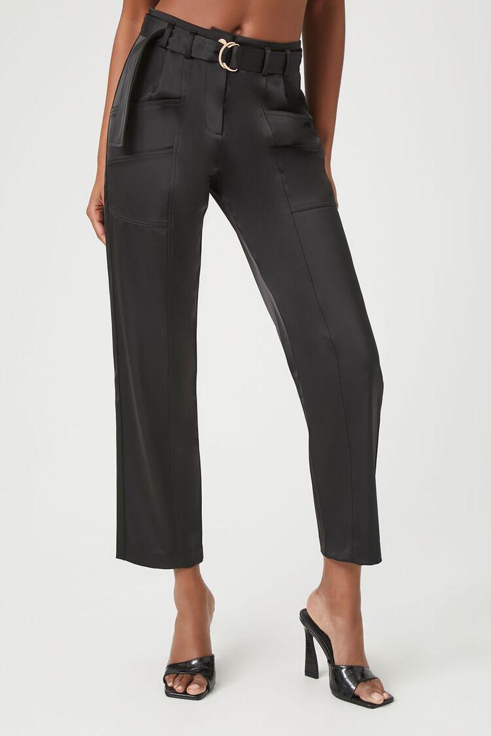 Satin Belted Straight-Leg Pants | Forever 21 Product Image