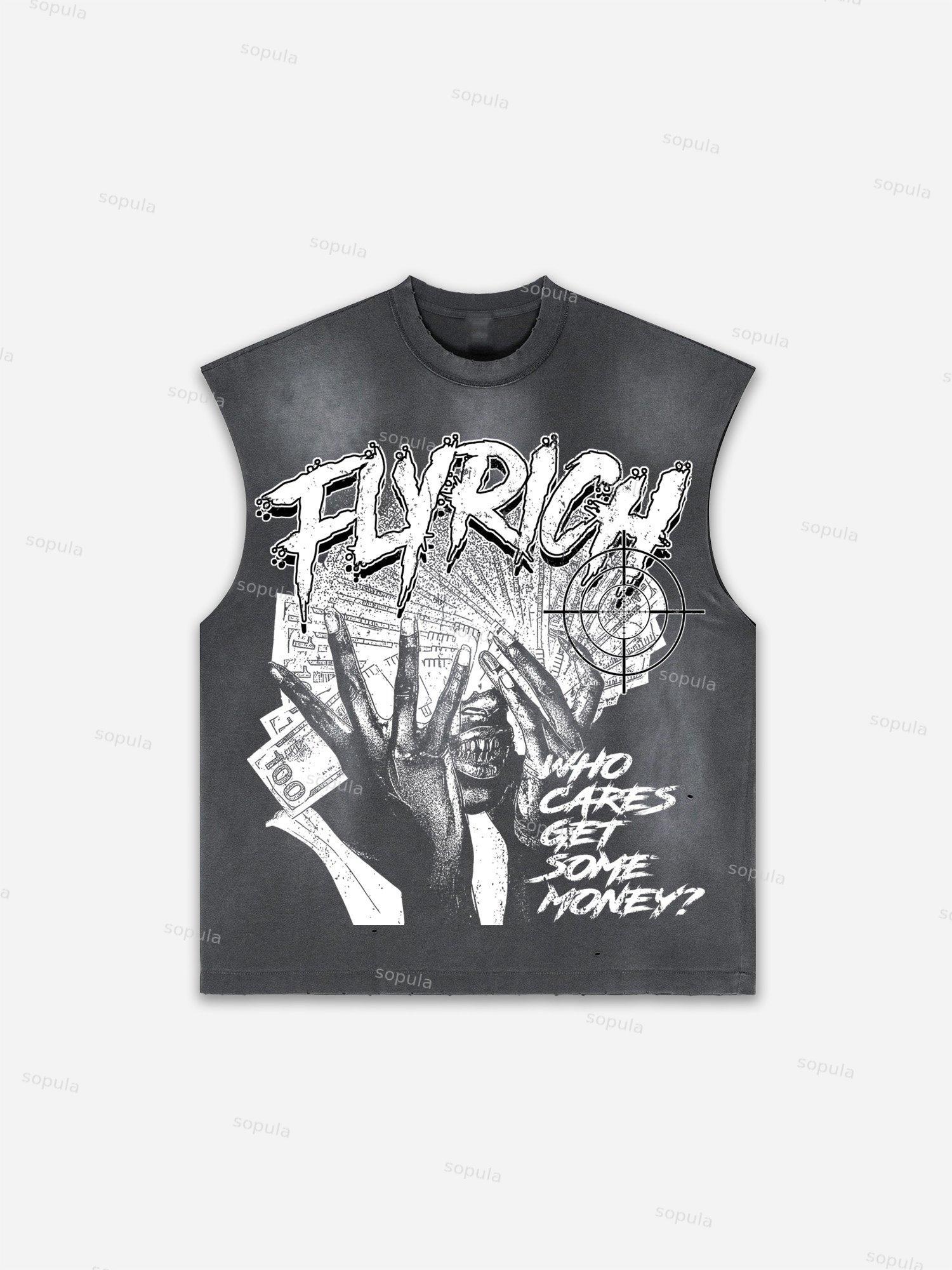 Future World Brainstorming Graphic Print Distressed Tank Top Product Image
