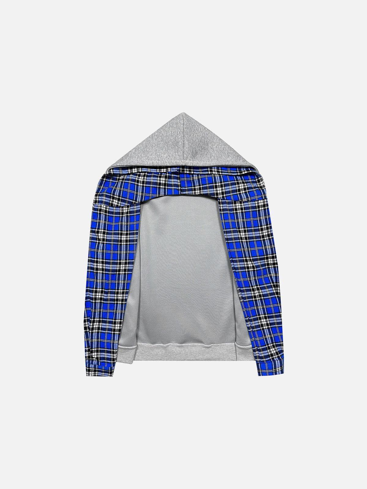 Aelfric Eden Plaid Double Layer Zip Up Hoodie Product Image