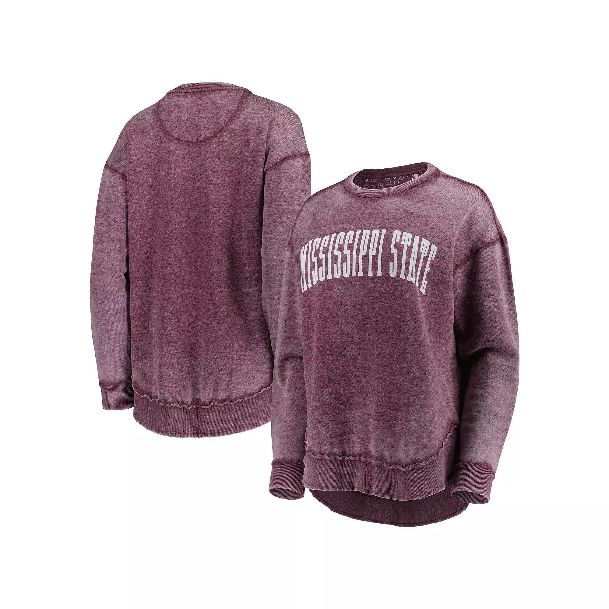 Women's Pressbox Maroon Mississippi State Bulldogs Vintage Wash Pullover Sweatshirt, Size: Medium, Mst Red Product Image