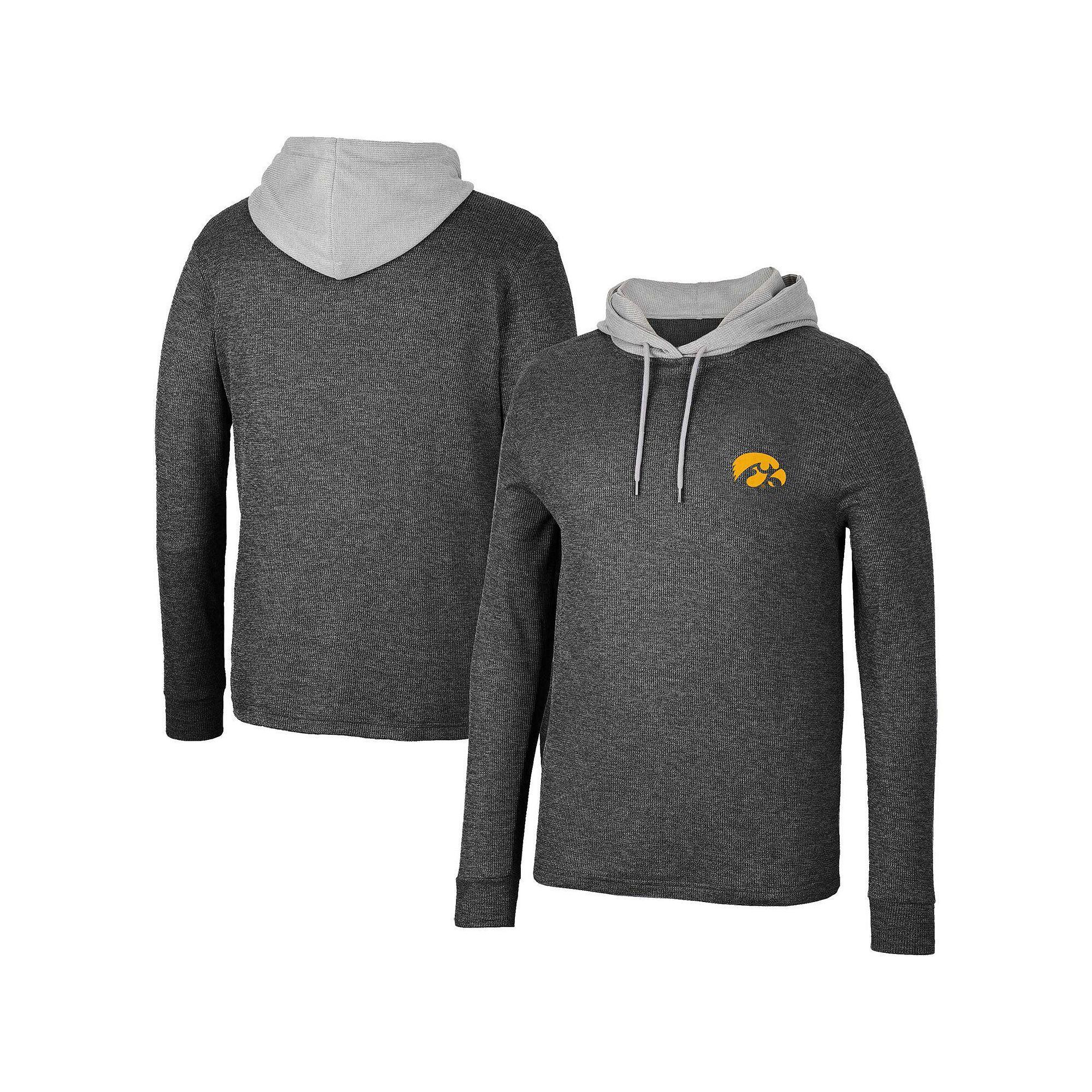 Men's Colosseum Black Oklahoma Sooners Ballot Waffle-Knit Thermal Long Sleeve Hoodie T-Shirt, Size: XL Product Image