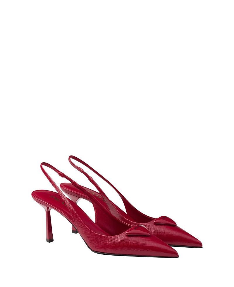 Prada Womens Saffiano Patent Leather Slingback Pumps Product Image