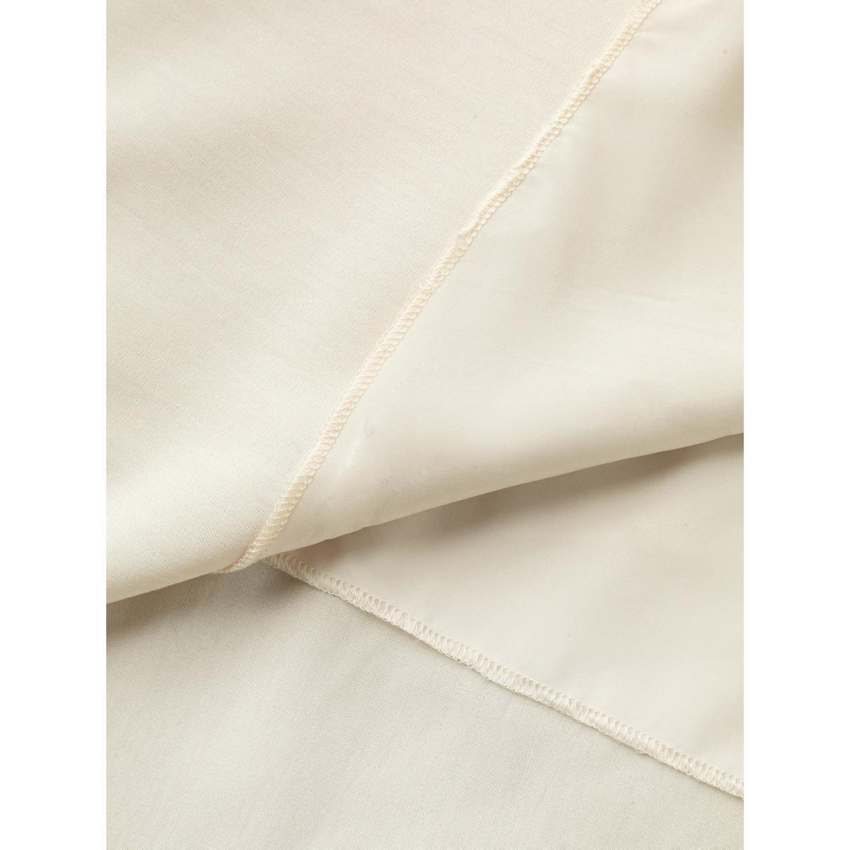 Plus Size Lace Trim Solid Pockets Midi Dress Beige Women Flat collar Short sleeve Curvy BloomChic 22-24/3X Product Image