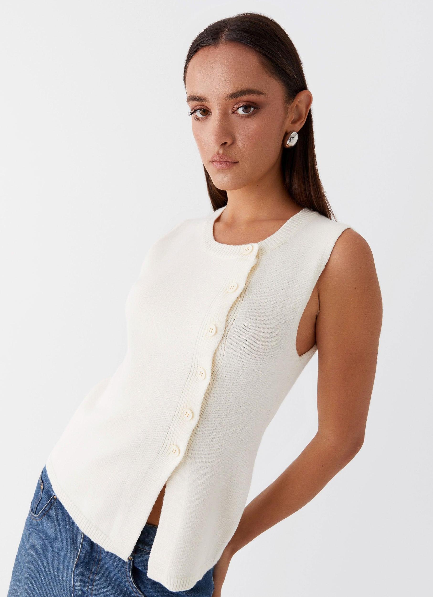 Carey Vest Top - White Product Image