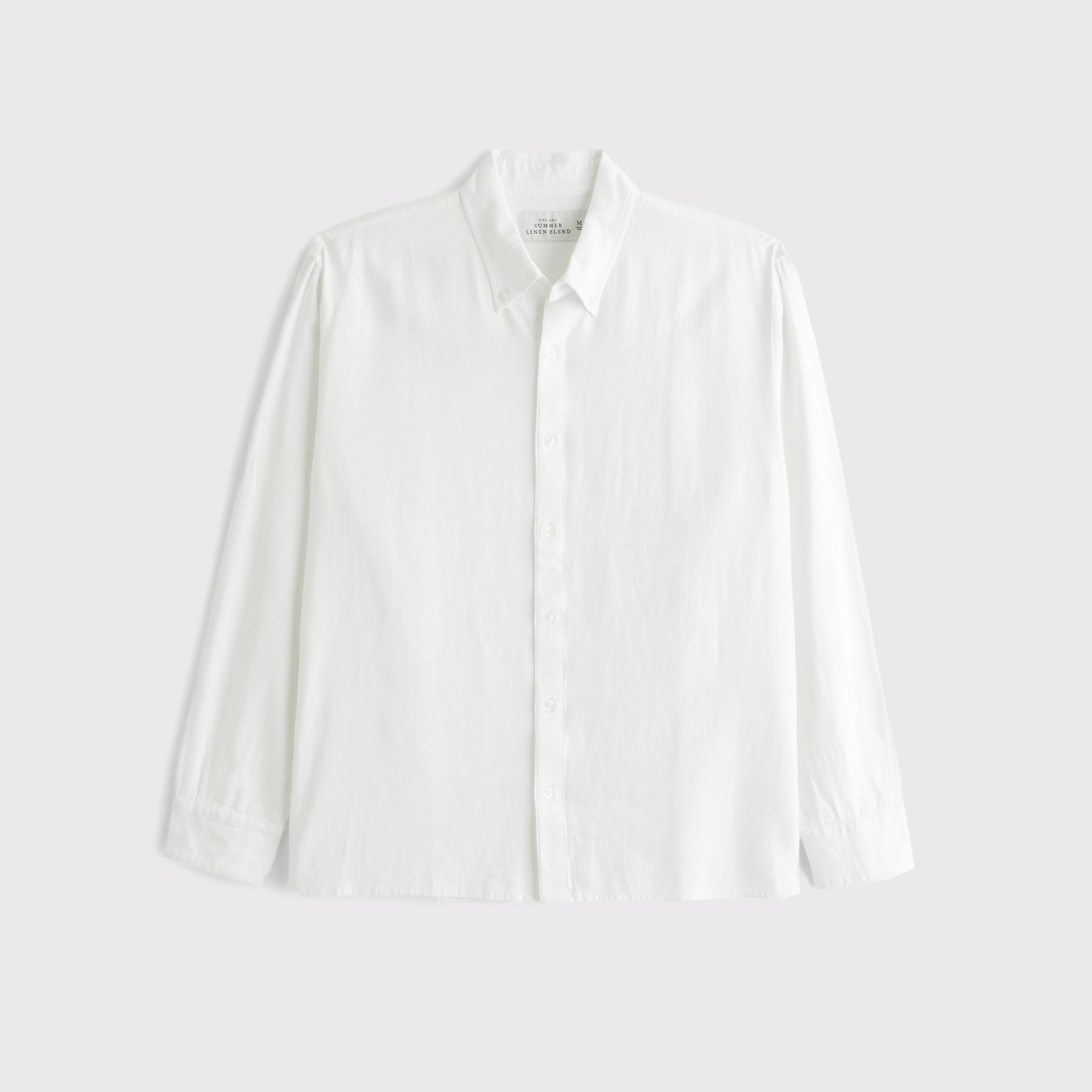 Summer Linen-Blend Button-Up Shirt Product Image