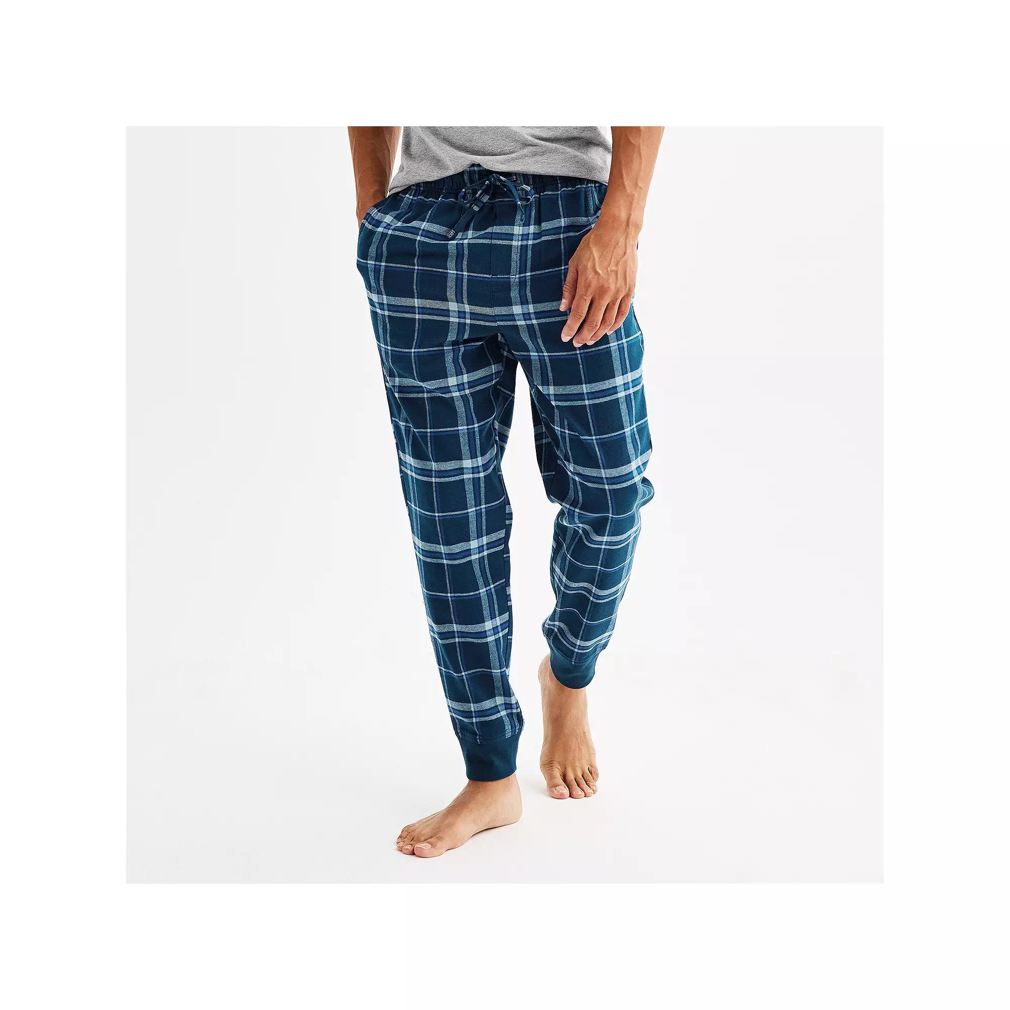 Men's Sonoma Goods For Life® Banded Bottom Flannel Pajama Pants, Size: Large, Black Biege Plaid Product Image