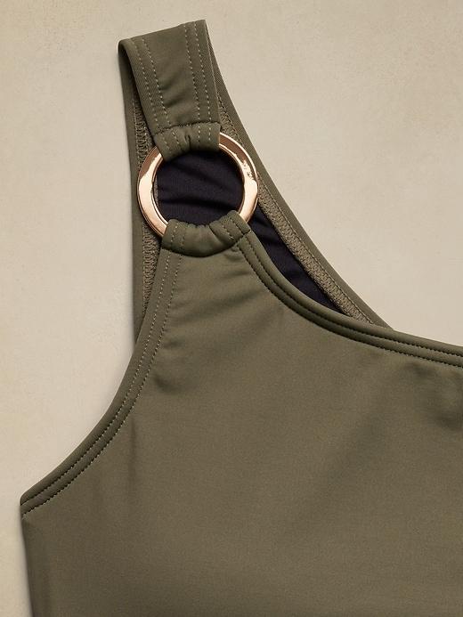 Asymmetrical Midriff Cut Out One Piece Product Image