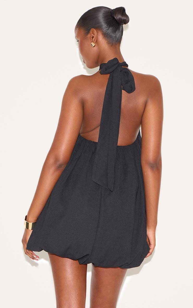 Black Halterneck Puffball Mini Dress Product Image