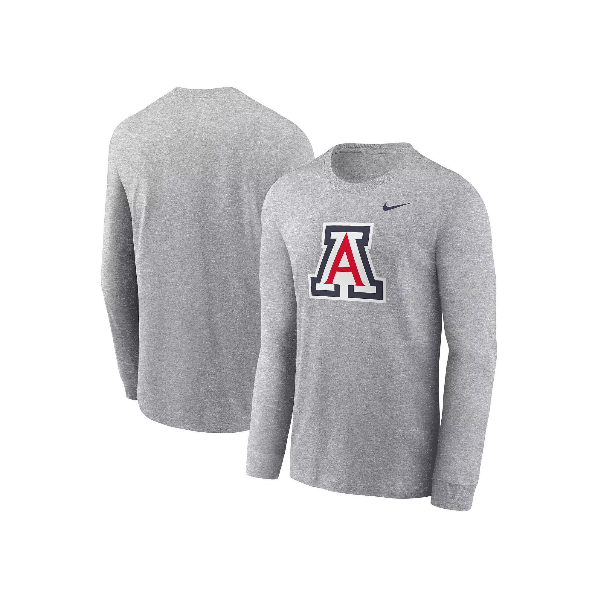 Men's Nike Heather Gray Arizona Wildcats Primary Logo Long Sleeve T-Shirt, Size: 2XL, Grey Product Image