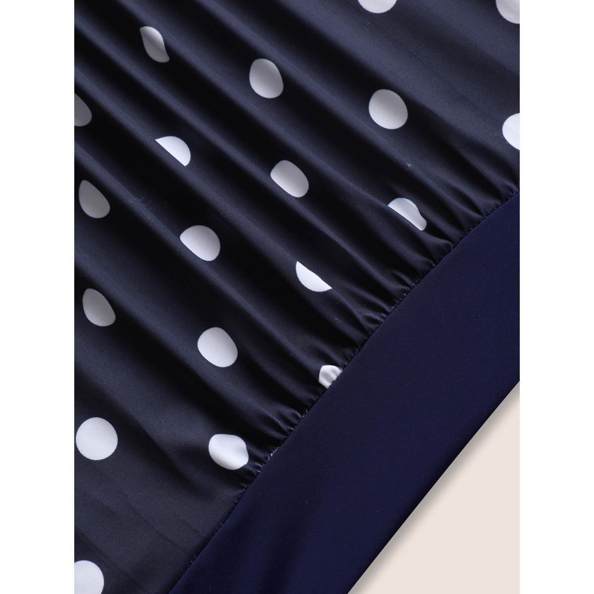 Plus Size Polka Dot Patchwork Crossover One Piece Swimsuit Women's Swimwear Indigo Beach Twist Curve Bathing Suits High stretch One Pieces BloomChic 14-16/1X Product Image