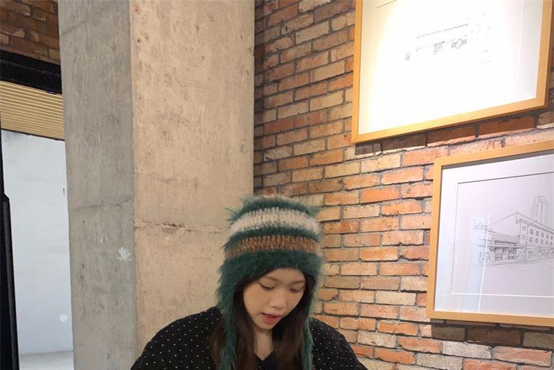 Polka Dot V-Neck Button Puffer Jacket Product Image