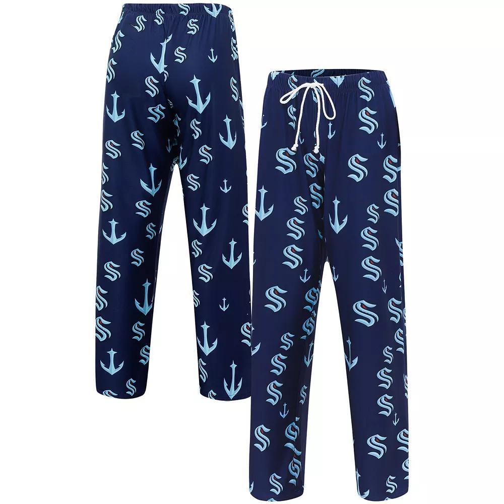 Women's Concepts Sport Deep Sea Blue Seattle Kraken Gauge Allover Print Knit Sleep Pants, Size: XL, Krk Blue Product Image