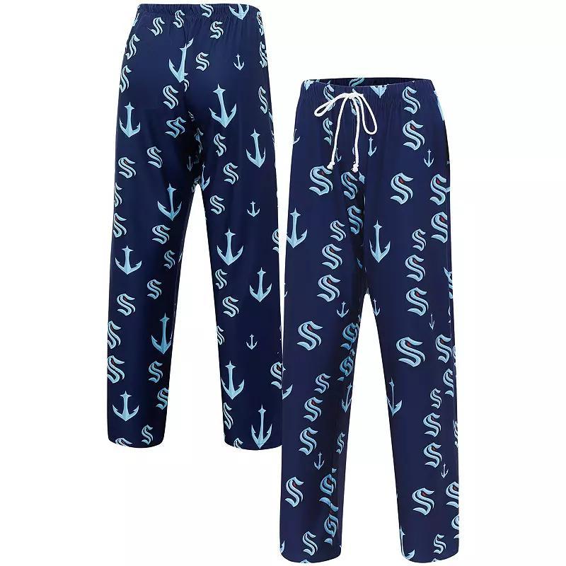 Women's Concepts Sport Deep Sea Blue Seattle Kraken Gauge Allover Print Knit Sleep Pants, Size: XL, Krk Blue Product Image