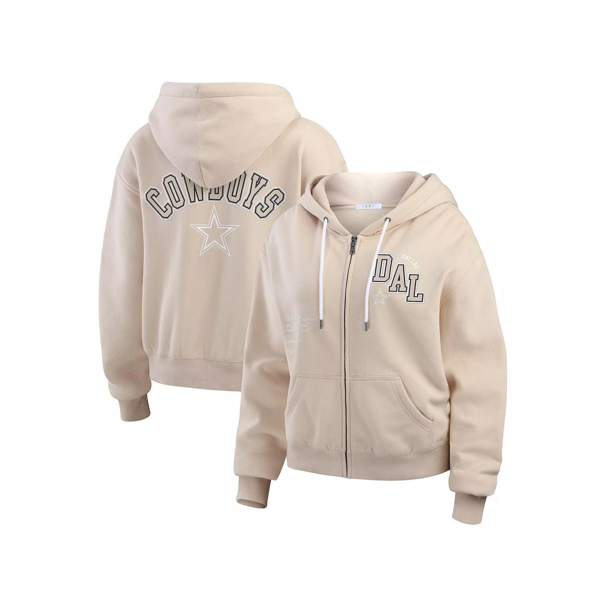 Women's WEAR by Erin Andrews Oatmeal Dallas Cowboys Tonal Full-Zip Hoodie, Size: 2XL, Team Product Image