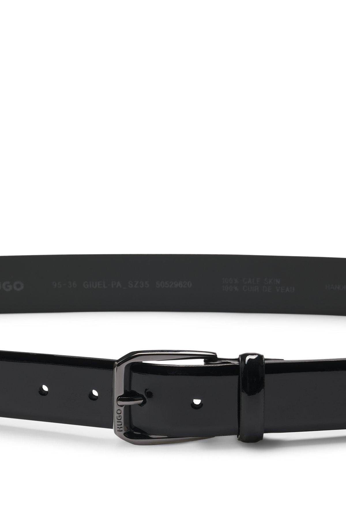 HUGO - Italian-made belt in patent leather - Black Product Image