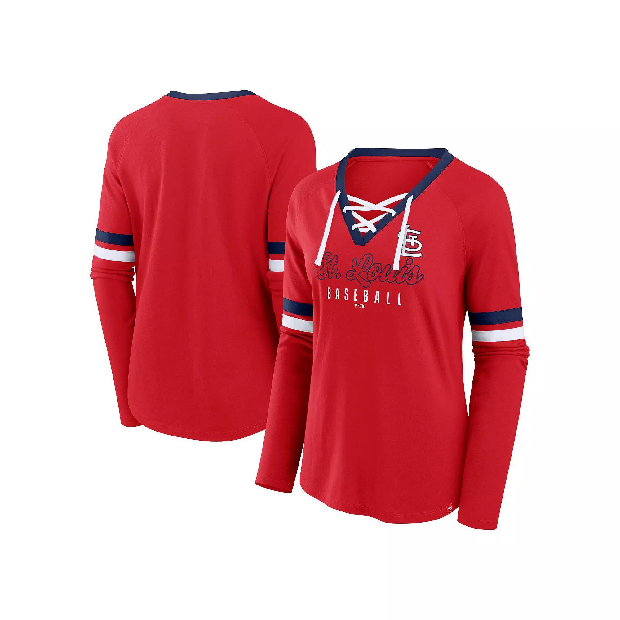 Women's Fanatics Navy Houston Texans Won and Done Lace-Up Long Sleeve Fashion Top, Size: 2XL, Blue Product Image