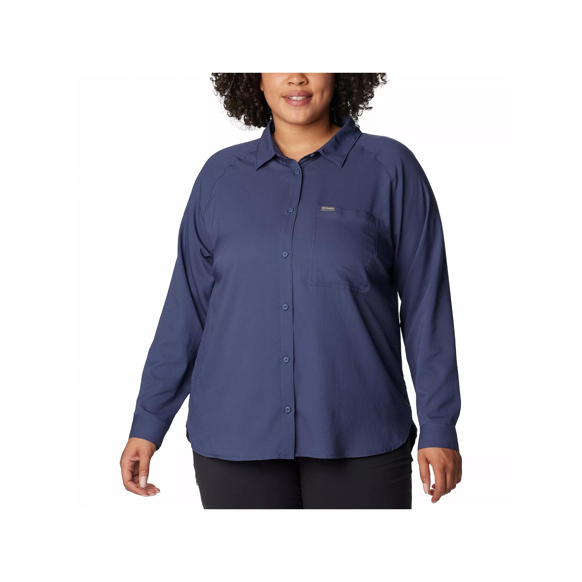 Plus Size Columbia Anytime Lite Button-Front Shirt, Women's, Size: 3XL, Nocturnal Product Image