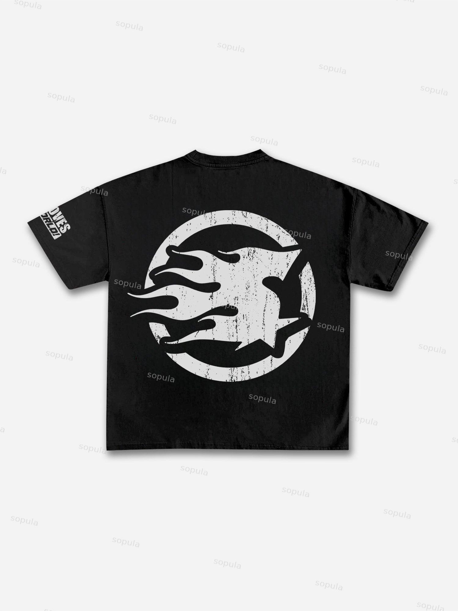 God Loves The World Burning Skull Statue Of Liberty Vintage Graphic Cotton T-shirt Product Image