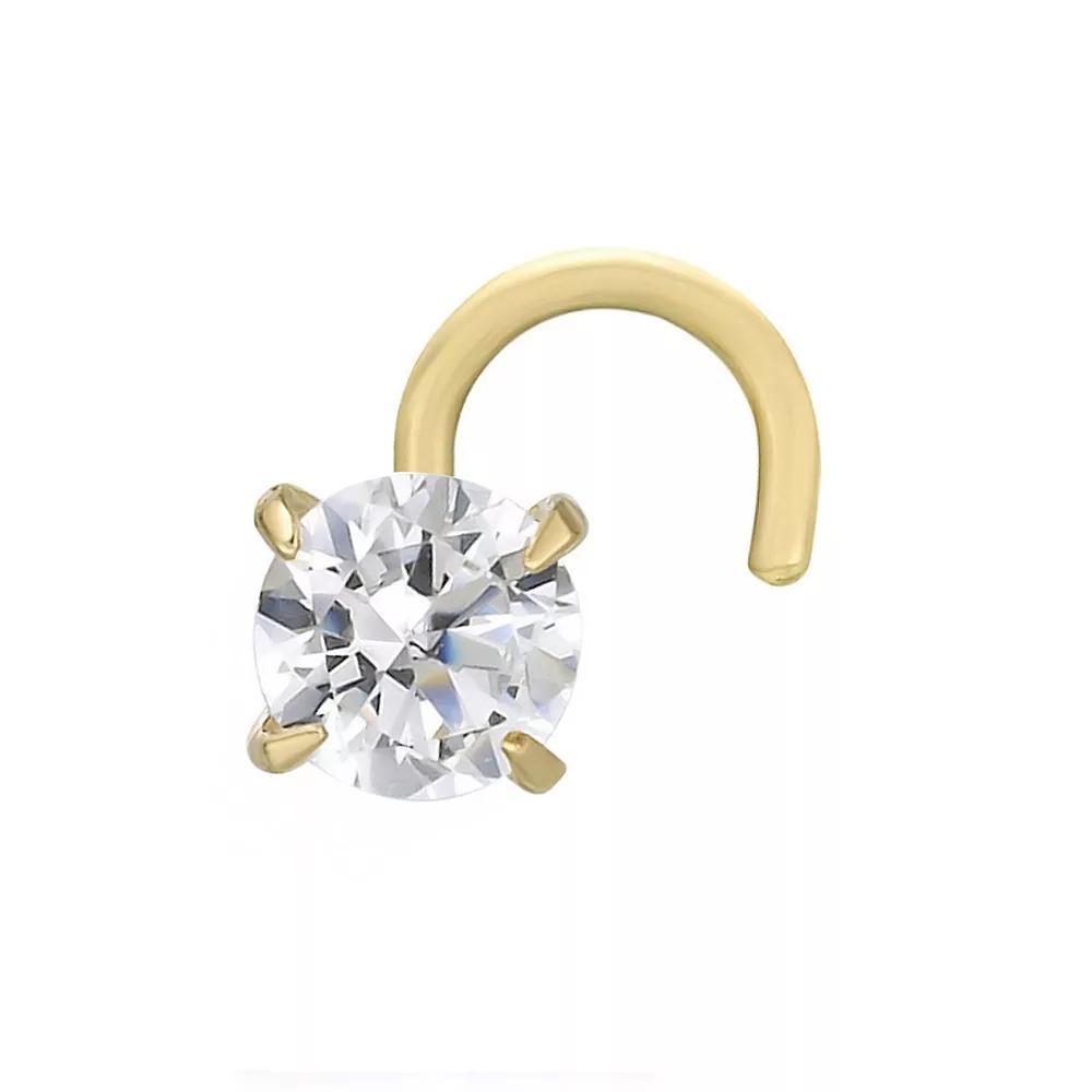 Lila Moon 14k Gold 3 mm Cubic Zirconia Curved Nose Stud, Women's Product Image
