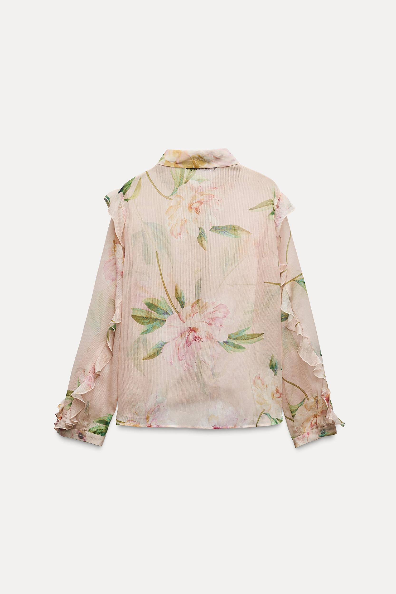 FLORAL PRINT RUFFLE BLOUSE Product Image