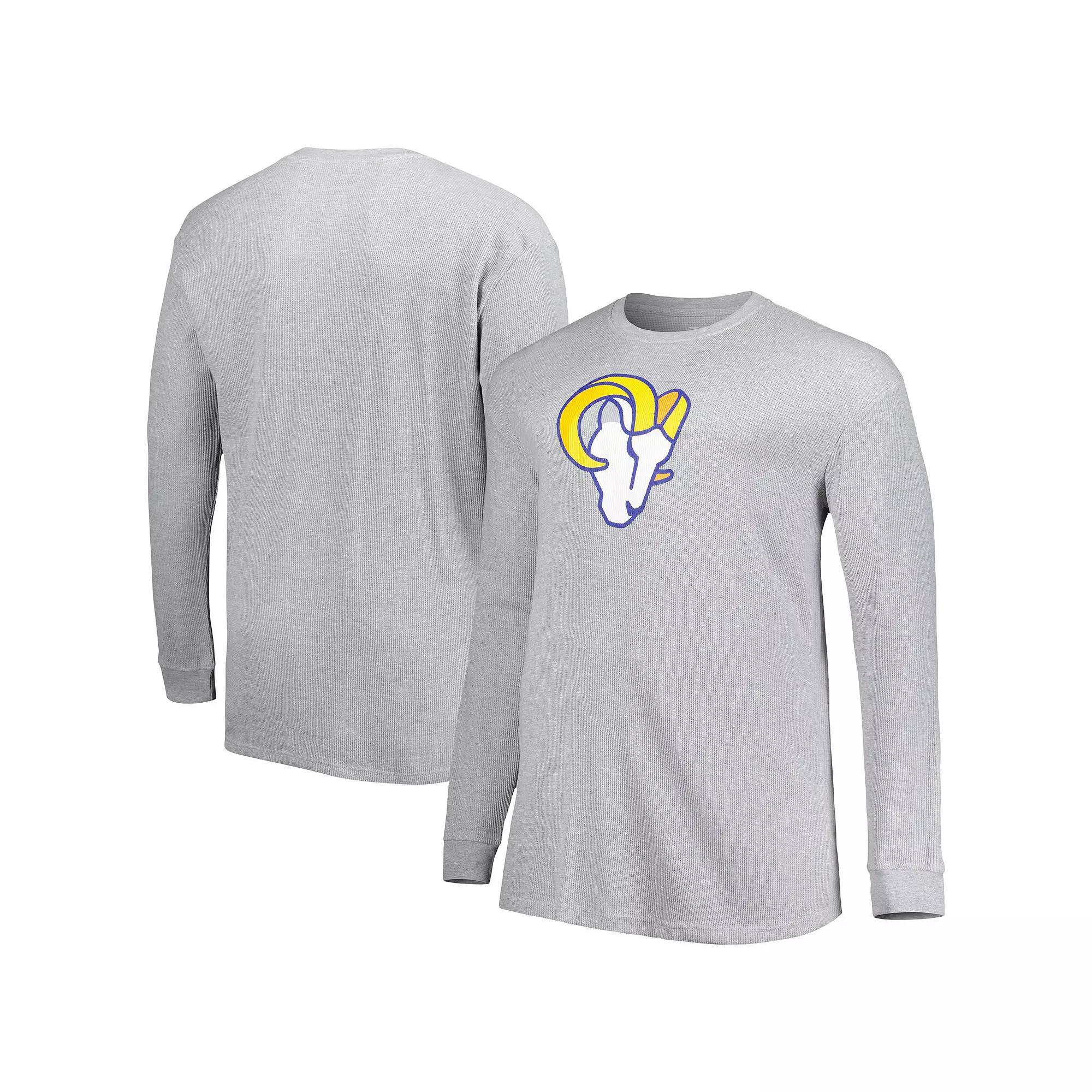 Men's Heather Gray Los Angeles Rams Big & Tall Waffle-Knit Thermal Long Sleeve T-Shirt, Size: 3XLT, Grey Product Image