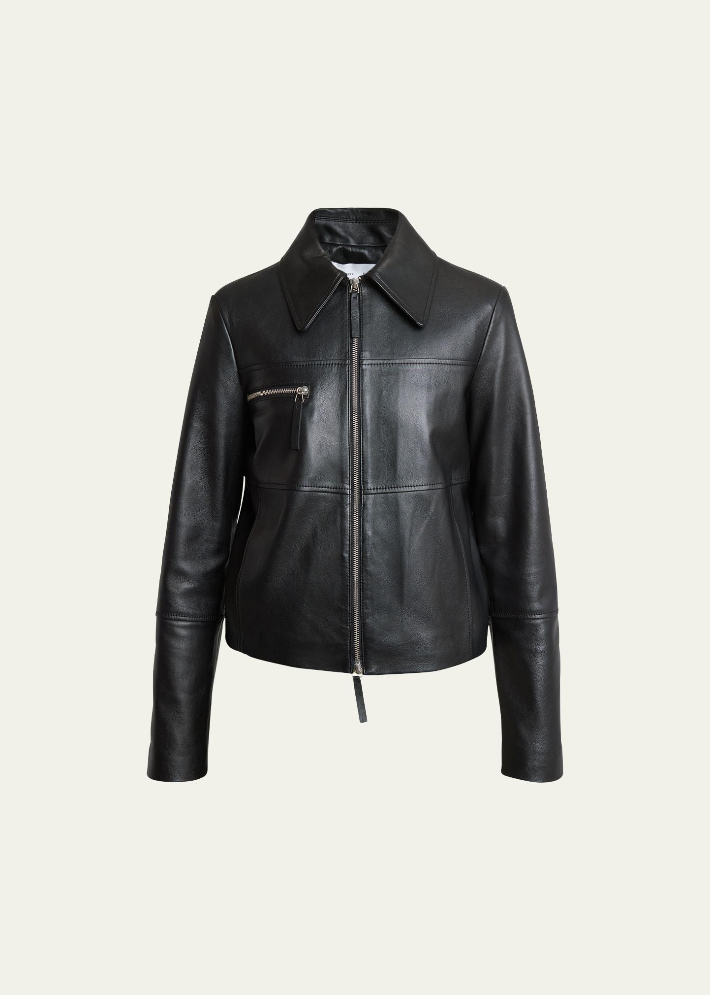 Annabel Zip-Front Leather Jacket Product Image
