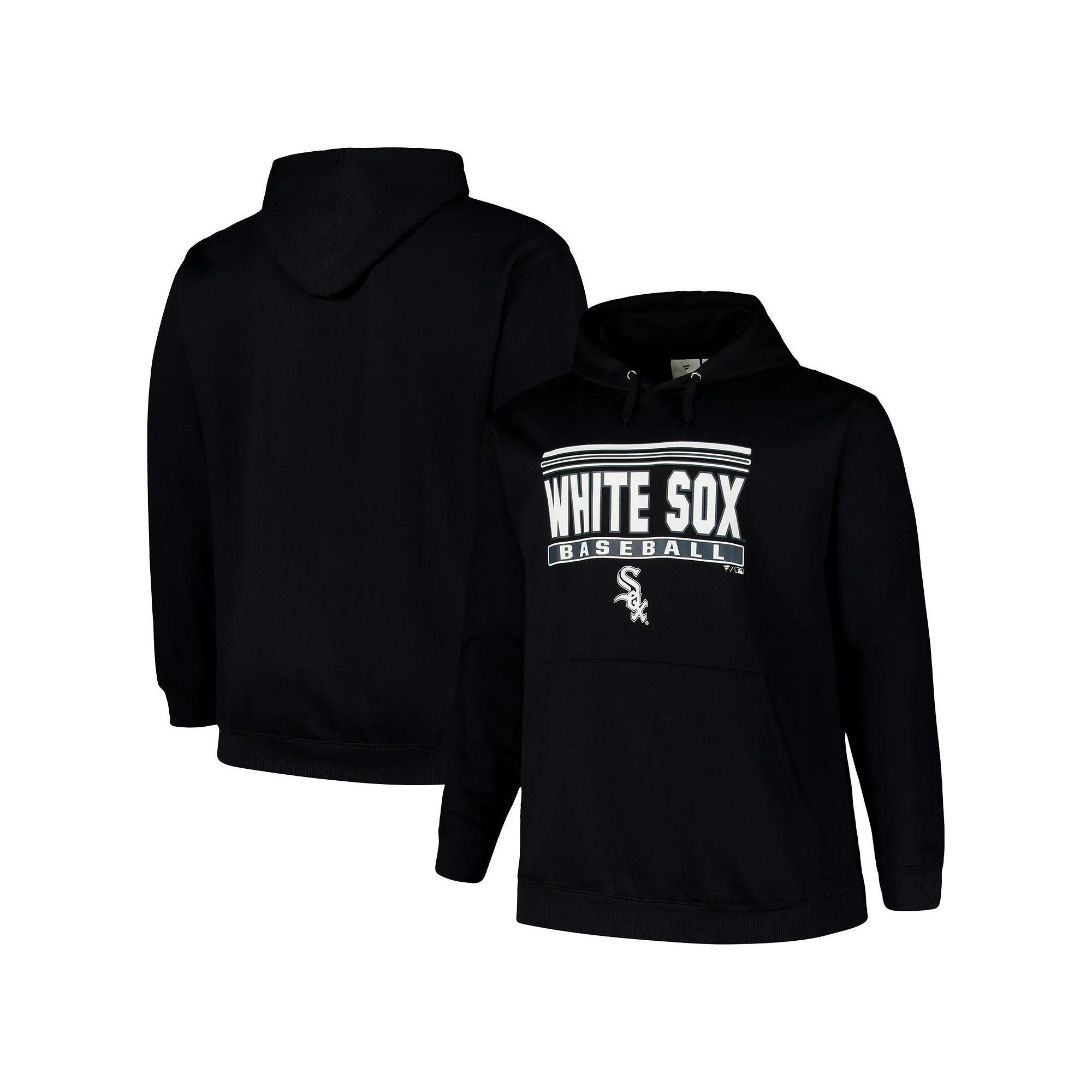 Men's  Black Chicago White Sox Stack Fleece Pullover Hoodie, Size: 5XB Product Image