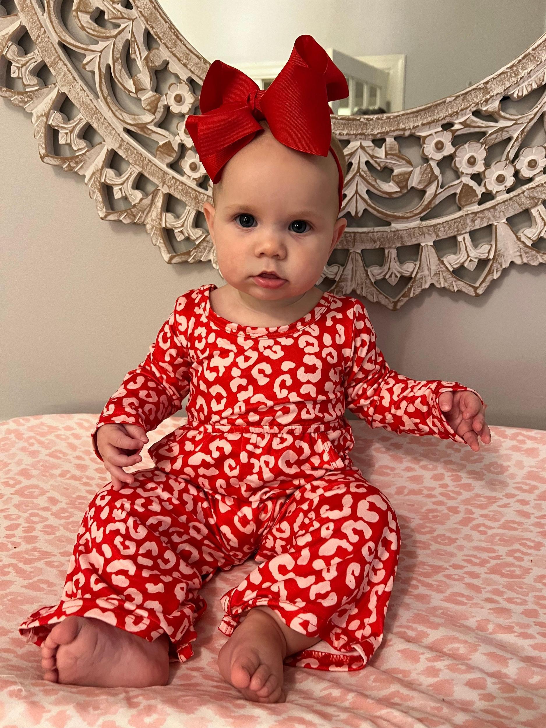 Red Leopard Long Sleeve Pocket Jumpsuit Product Image