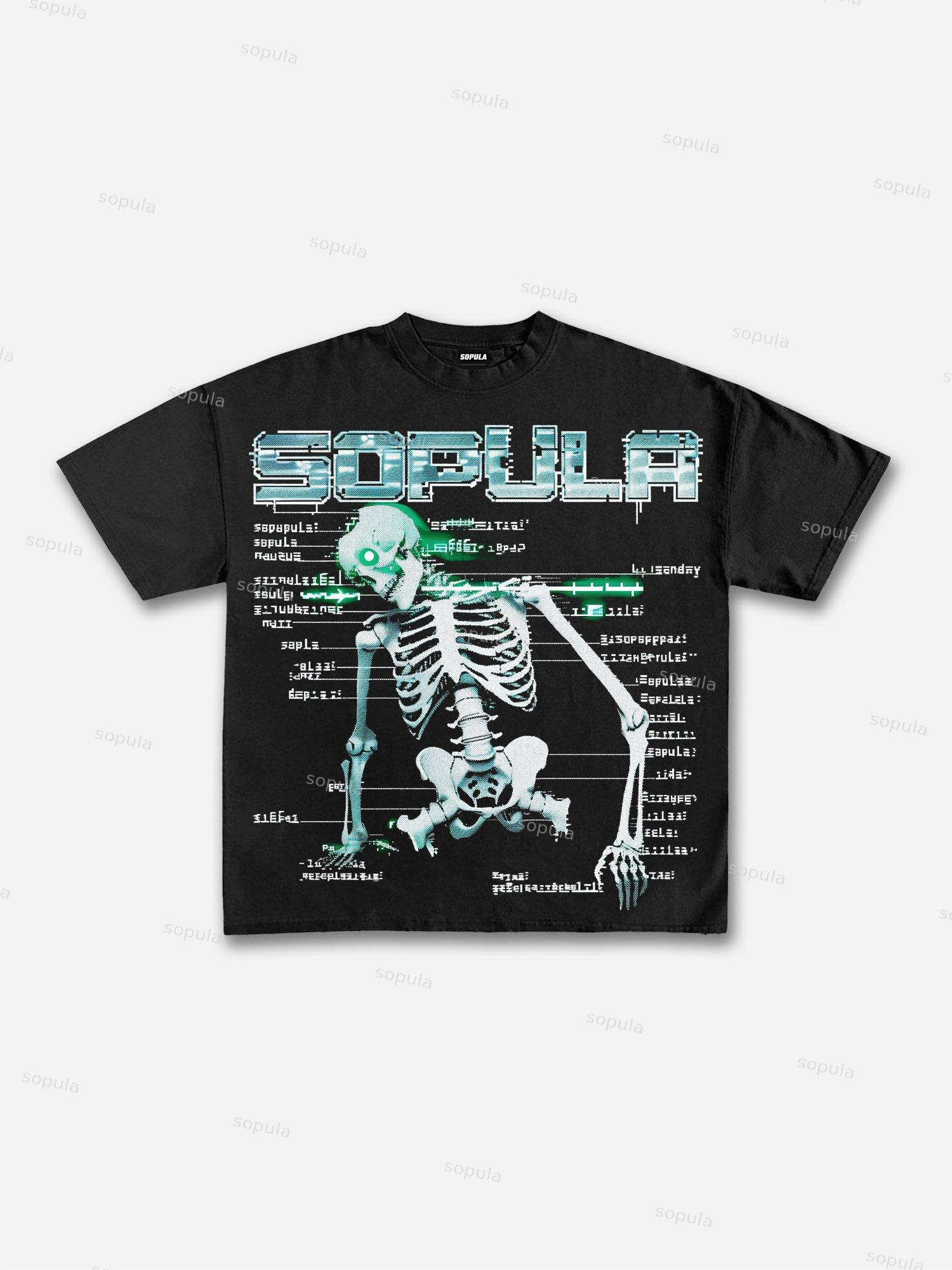 Cyber Skeleton Cotton T-shirt Product Image
