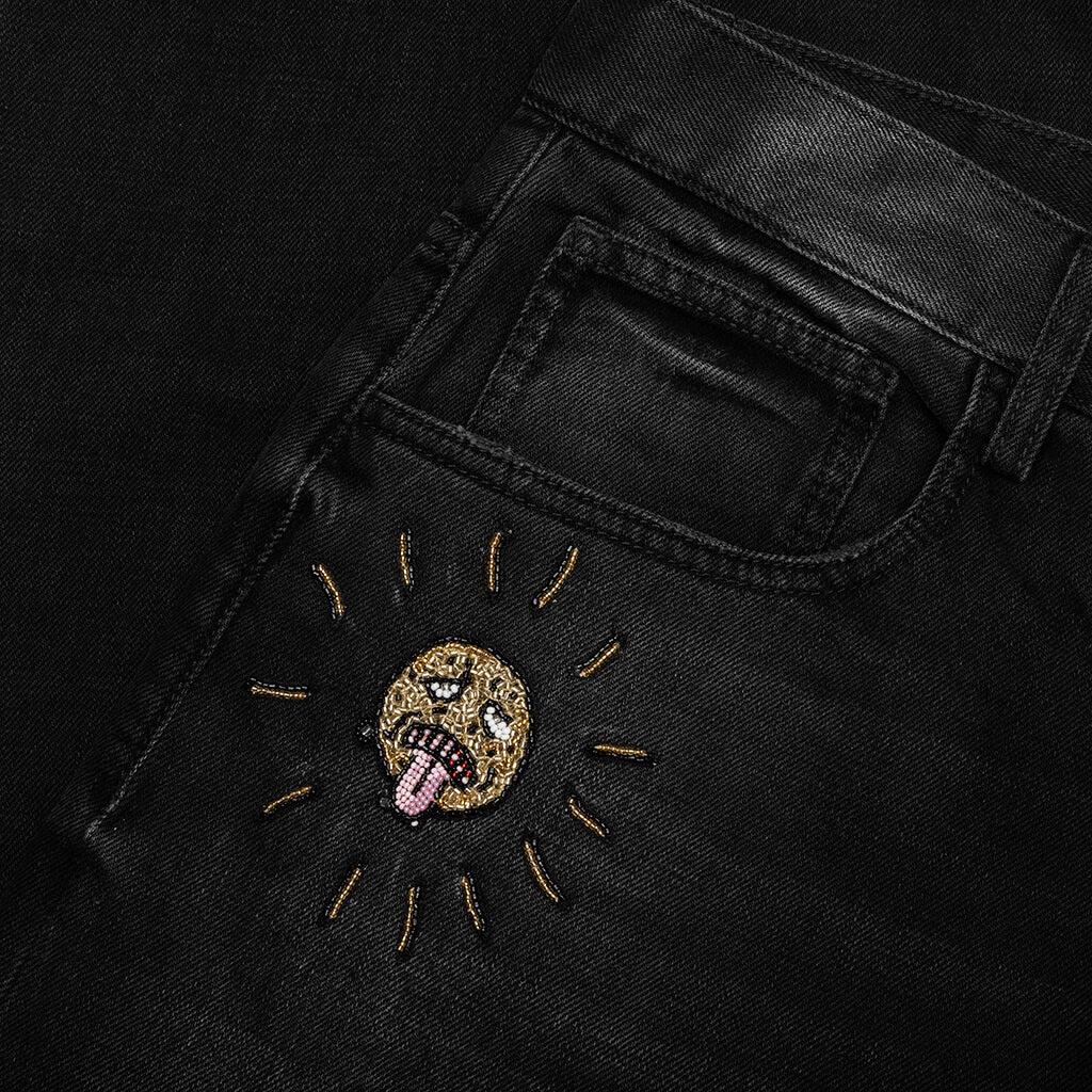 Beaded Sun Wide Jeans - Charcoal Wash Male Product Image