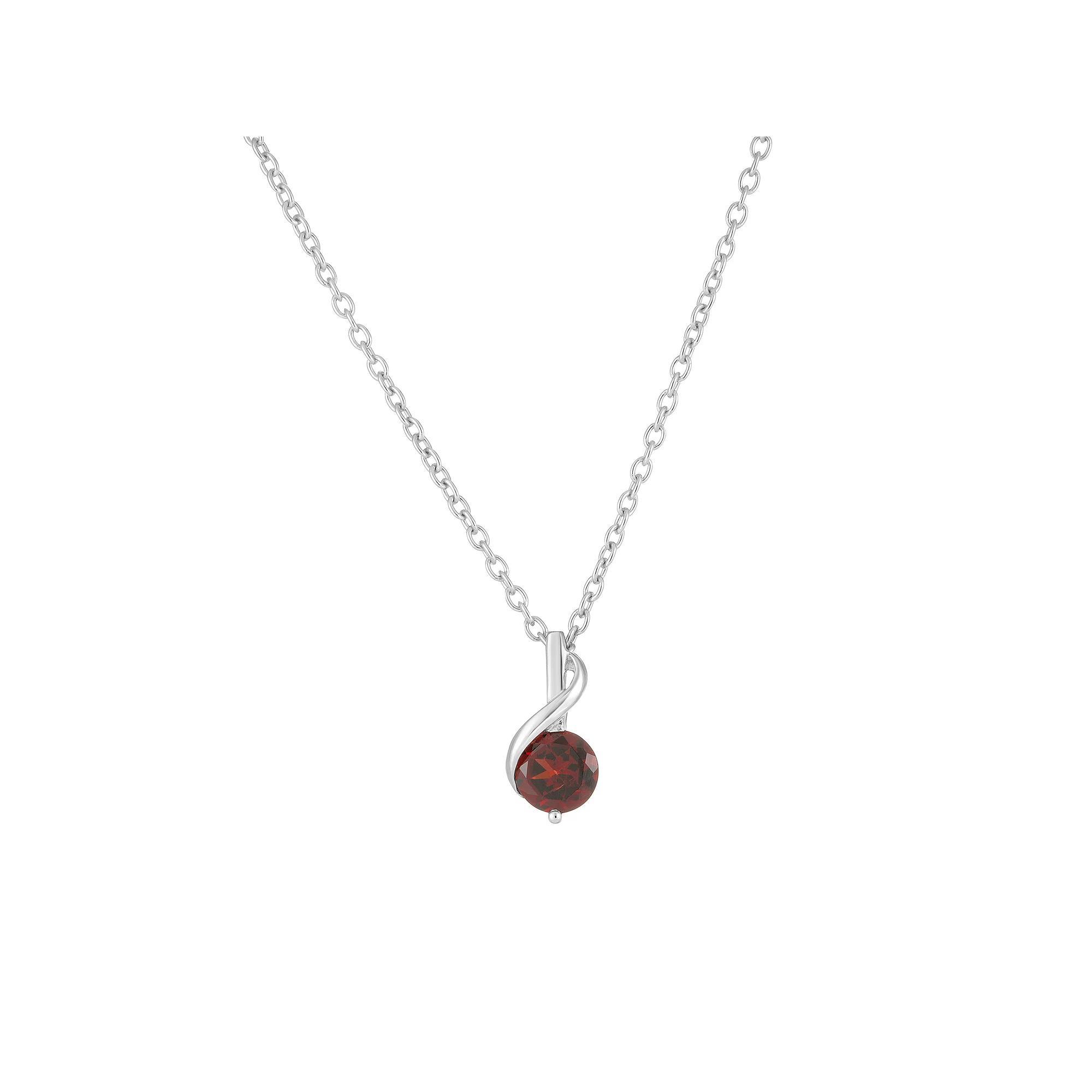 Sterling Silver Garnet Pendant Necklace, Women's, Size: 18" Product Image