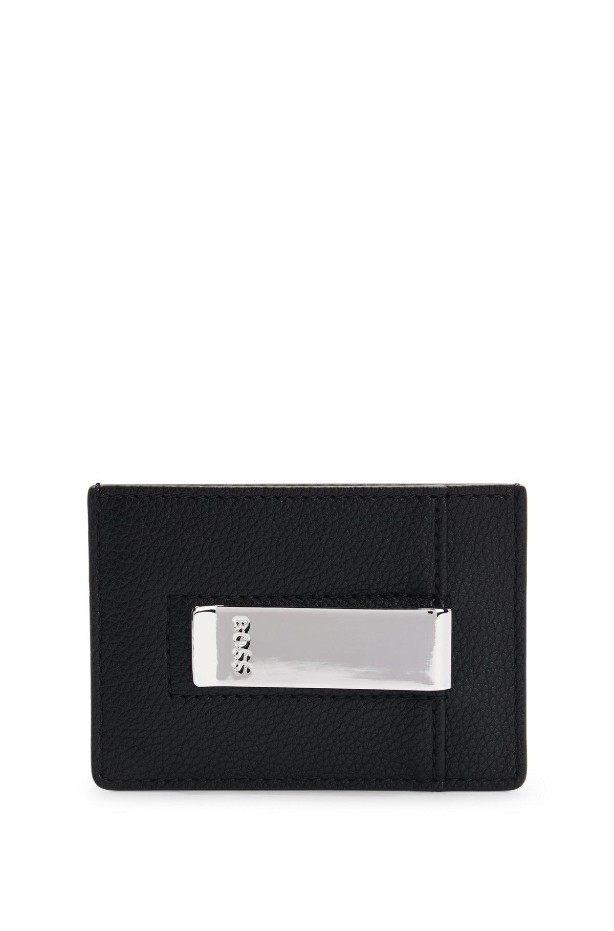 Grained faux-leather card holder with money clip Product Image